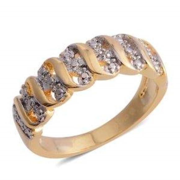 Diamond Accent Goldtone and Silvertone Band Ring - Picture 1 of 6